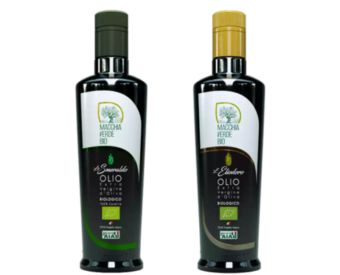 Koop biologische extra olijfolie van eerste persing van MACCHIA VERDE BIO LO Smeraldo en L'Eliodoro