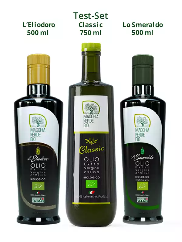 Sample set of our organic olive oil